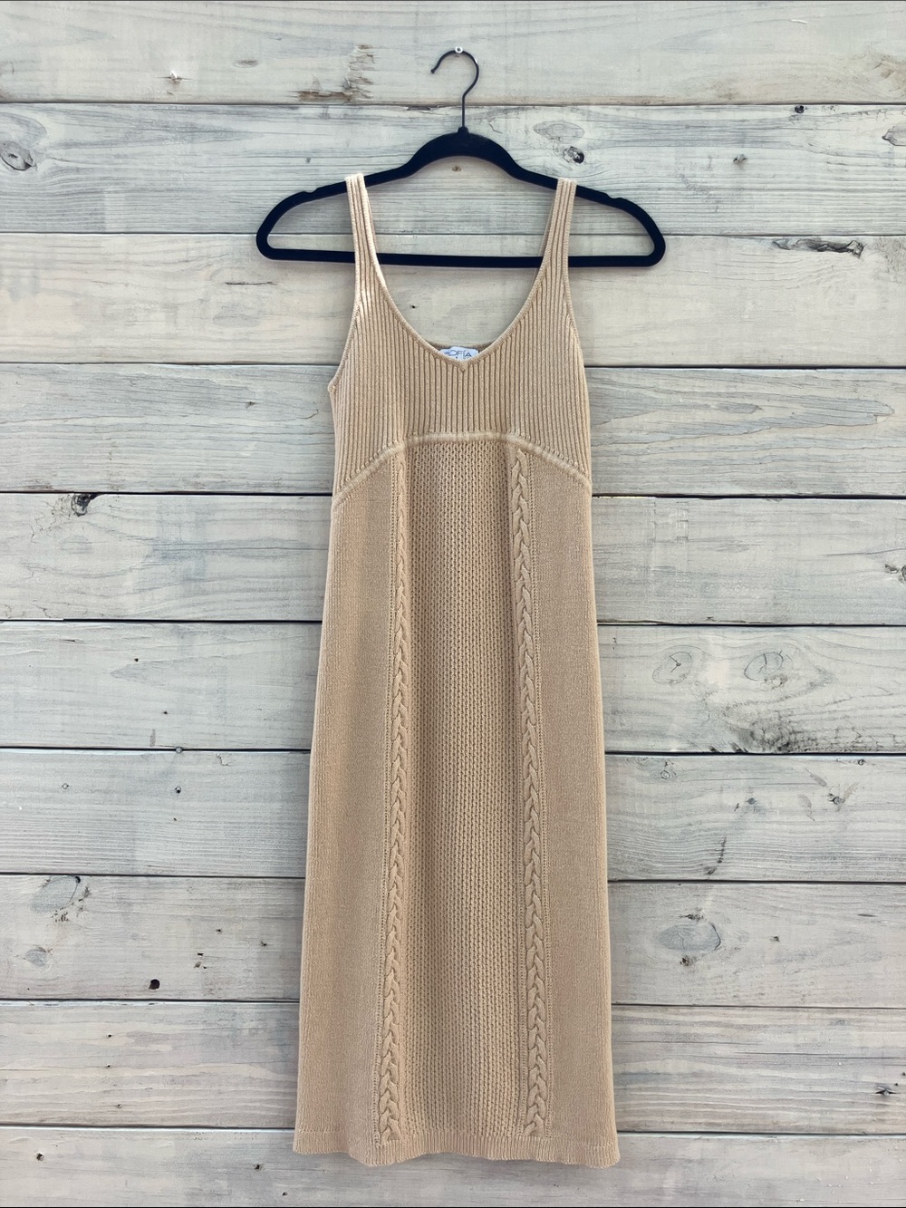 Sofia Vergara Neutral Beige Knit Midi Dress Small Fall